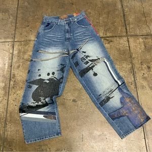 Men's Arme Sandblast Bleached Helicopter Denim Pants